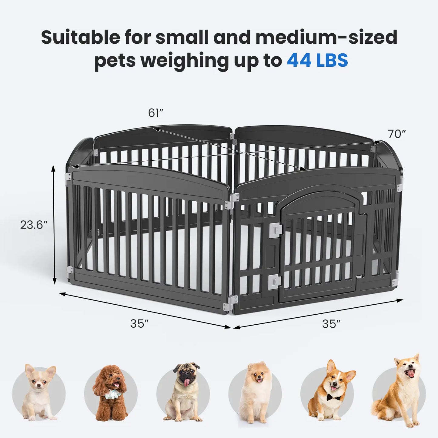 Plastic Pet Playpen, Durable Puppy Exercise Pen with Lockable Door, Non-Slip Bottom, Portable for Indoor & Outdoor Use