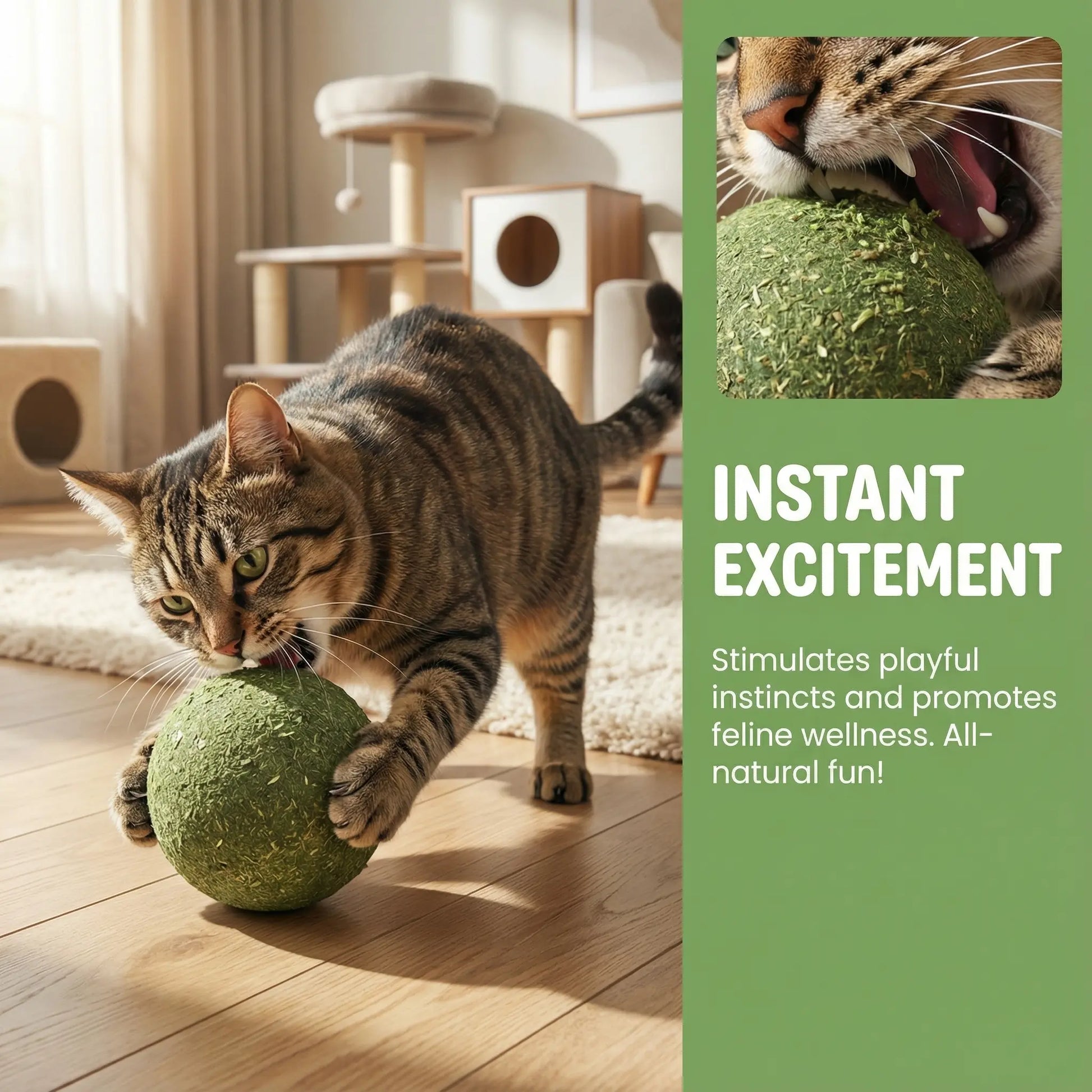 Giant Natural Catnip Ball Toy, 10cm - Engaging Chew and Play Toy for Indoor Cats