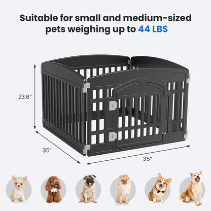 Plastic Pet Playpen, Durable Puppy Exercise Pen with Lockable Door, Non-Slip Bottom, Portable for Indoor & Outdoor Use