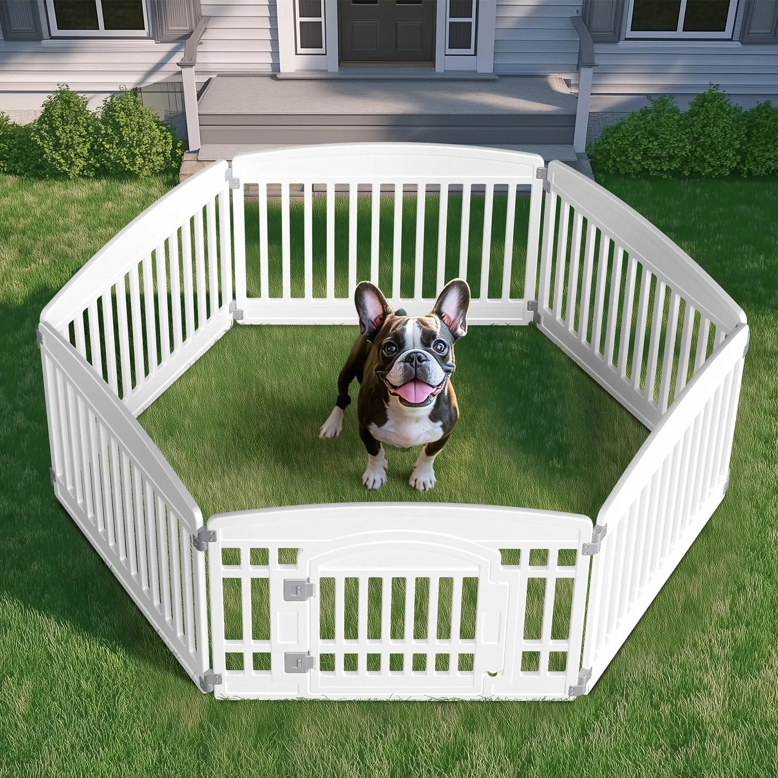 Plastic Pet Playpen, Durable Puppy Exercise Pen with Lockable Door, Non-Slip Bottom, Portable for Indoor & Outdoor Use