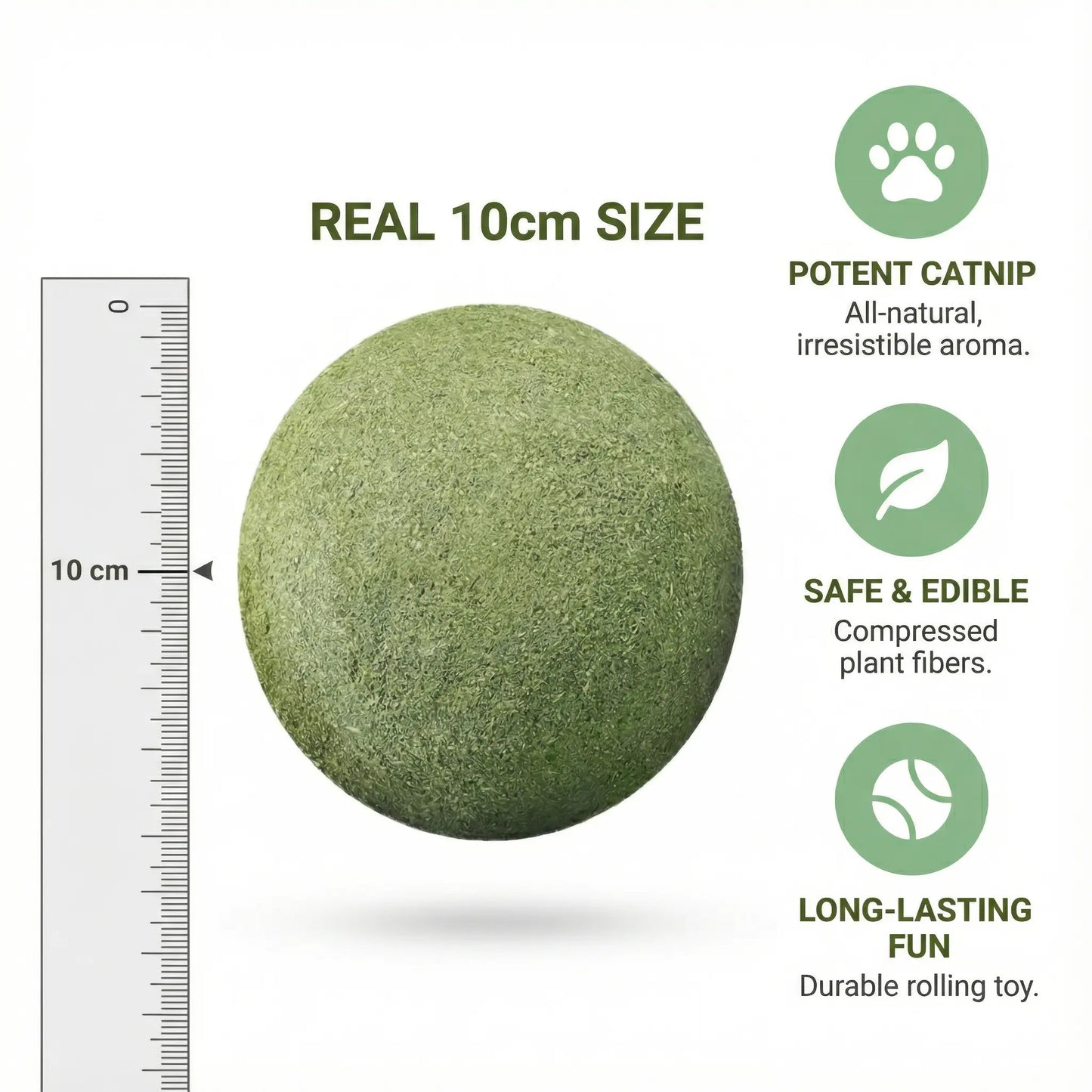 Giant Natural Catnip Ball Toy, 10cm - Engaging Chew and Play Toy for Indoor Cats