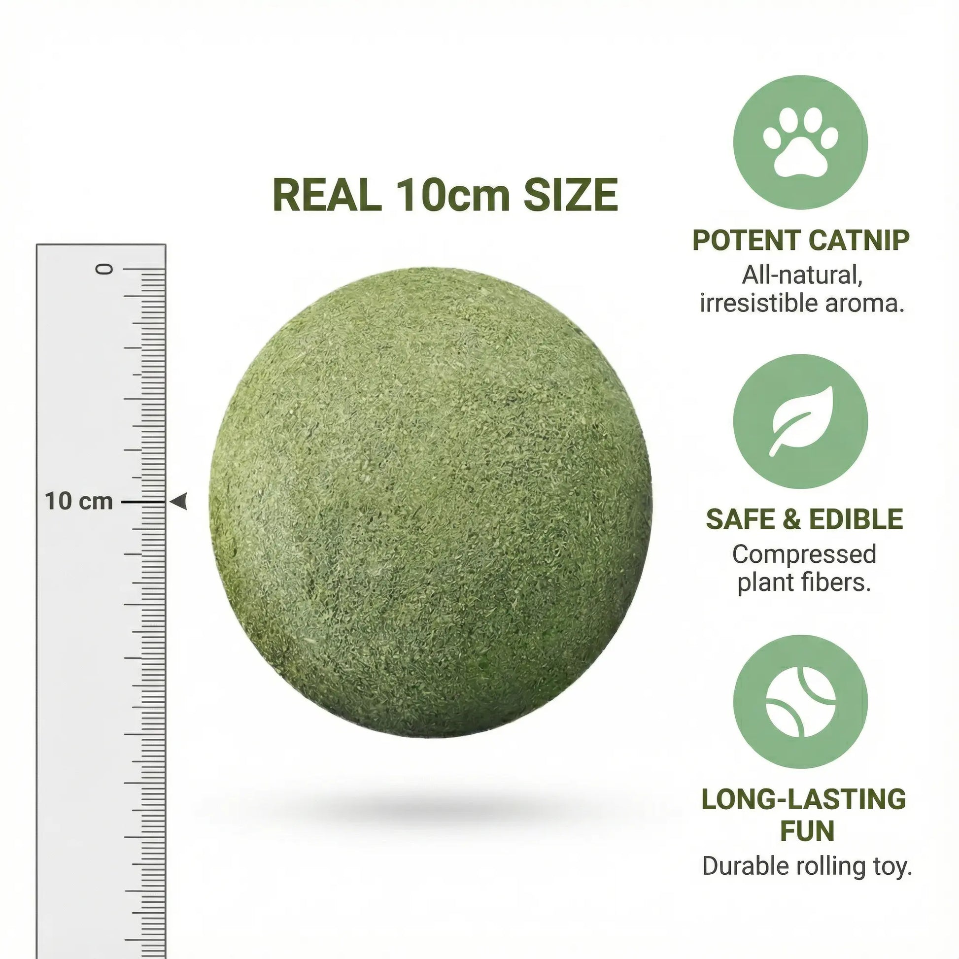 Giant Natural Catnip Ball Toy, 10cm - Engaging Chew and Play Toy for Indoor Cats