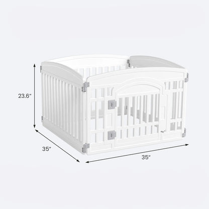 Plastic Pet Playpen, Durable Puppy Exercise Pen with Lockable Door, Non-Slip Bottom, Portable for Indoor & Outdoor Use