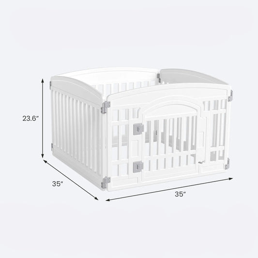 Plastic Pet Playpen, Durable Puppy Exercise Pen with Lockable Door, Non-Slip Bottom, Portable for Indoor & Outdoor Use