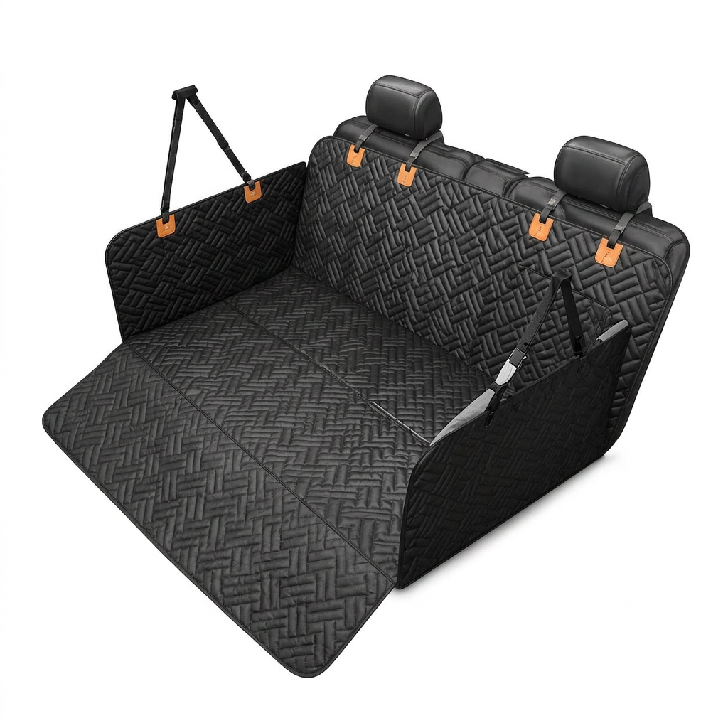 Roampaws Dog Car Seat Cover with Hard Bottom - Waterproof Pet Car Accessories for Preventing Back Seat Dirt, Waterproof Seat Covers