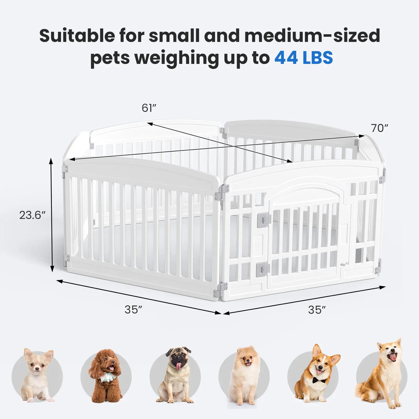 Plastic Pet Playpen, Durable Puppy Exercise Pen with Lockable Door, Non-Slip Bottom, Portable for Indoor & Outdoor Use