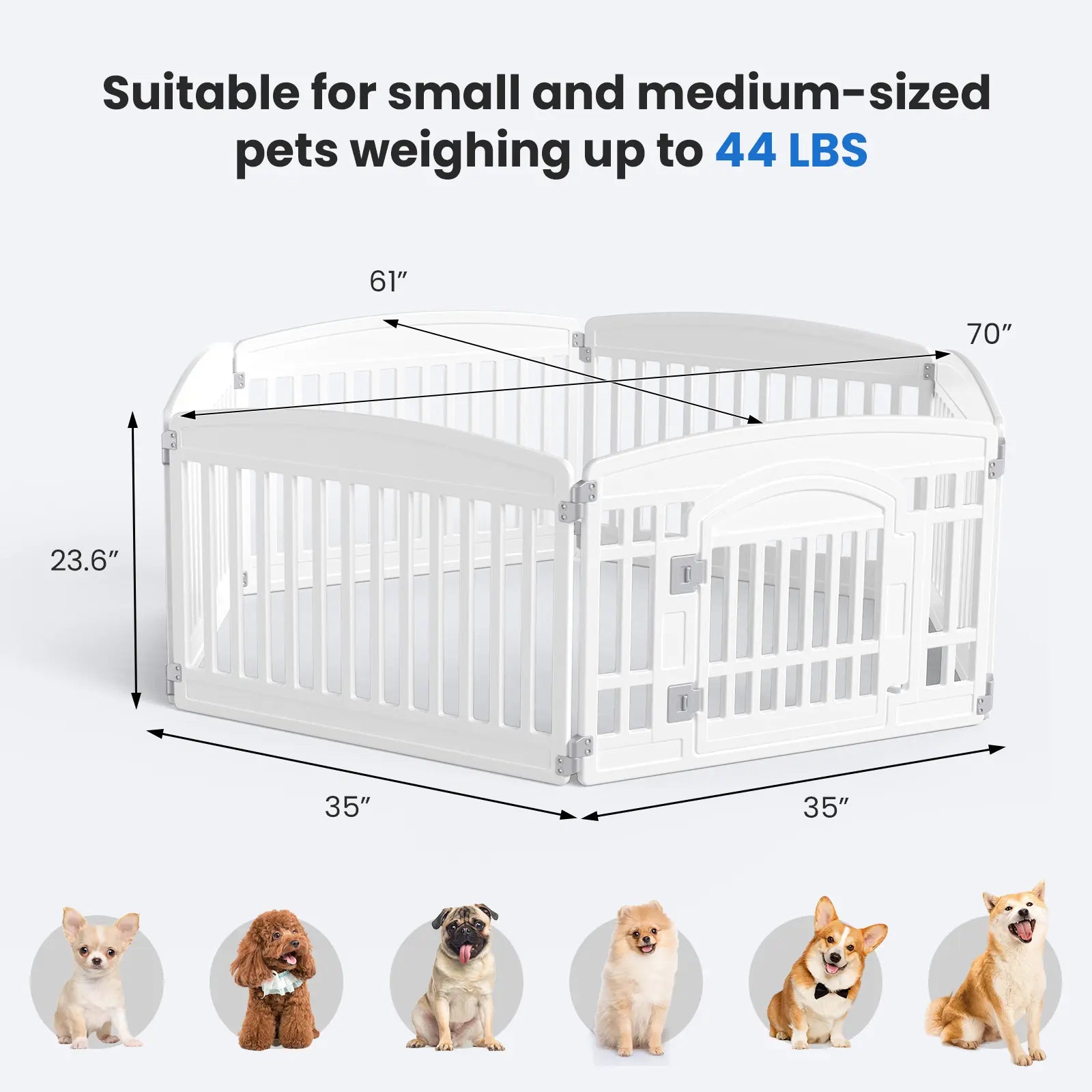 Plastic Pet Playpen, Durable Puppy Exercise Pen with Lockable Door, Non-Slip Bottom, Portable for Indoor & Outdoor Use