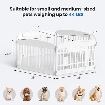 Plastic Pet Playpen, Durable Puppy Exercise Pen with Lockable Door, Non-Slip Bottom, Portable for Indoor & Outdoor Use