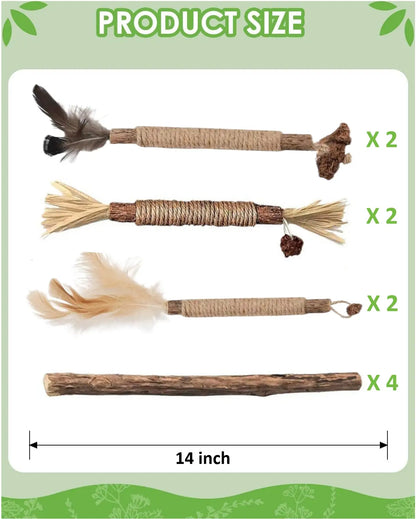 Organic Silvervine Chew Sticks - 10 Pack Natural Catnip Toys for Dental Health, Appetite Enhancement, and Stress Relief for Aggressive Chewers