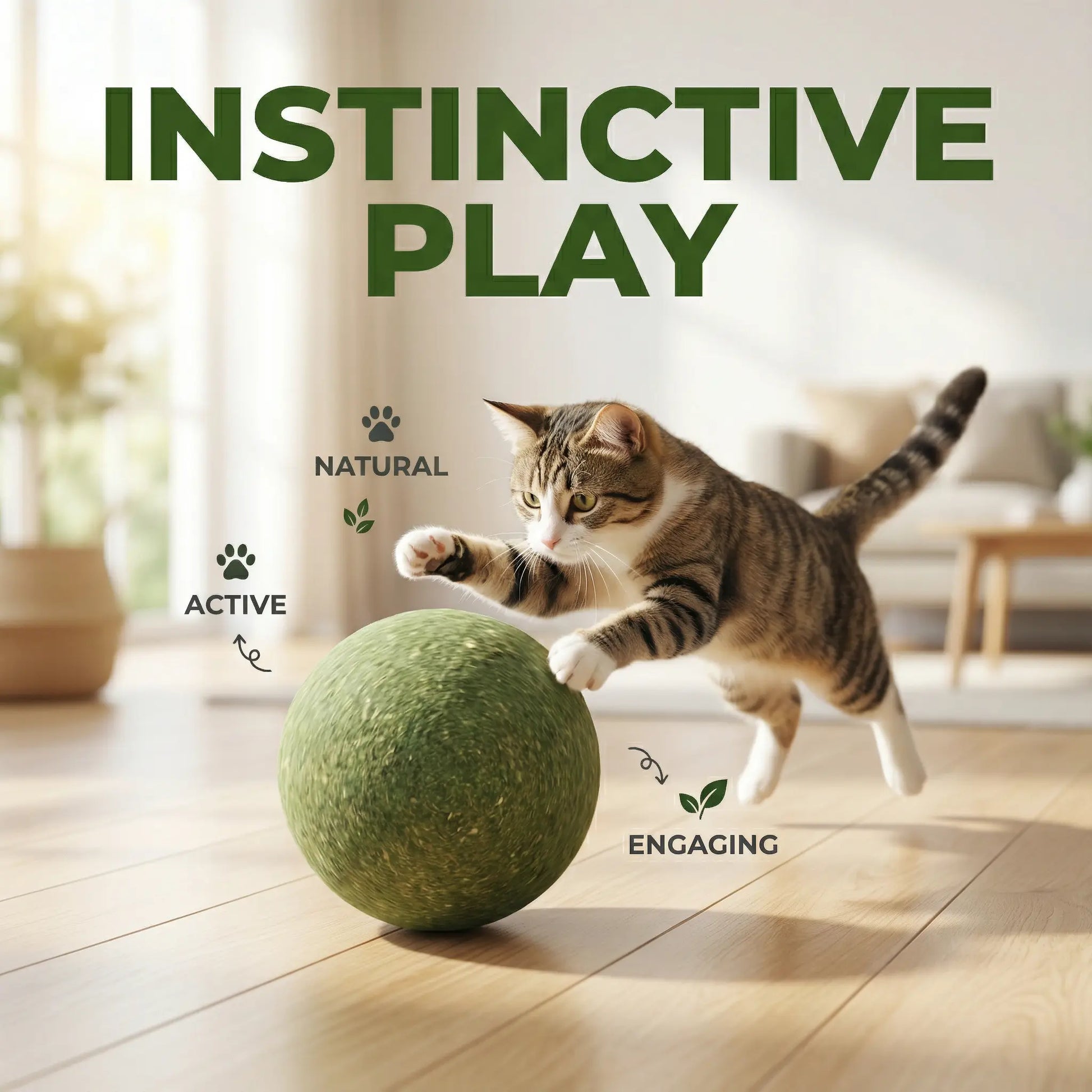 Giant Natural Catnip Ball Toy, 10cm - Engaging Chew and Play Toy for Indoor Cats