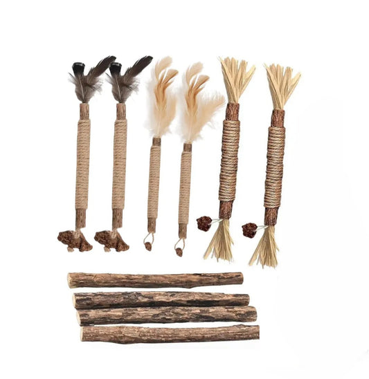 Organic Silvervine Chew Sticks - 10 Pack Natural Catnip Toys for Dental Health, Appetite Enhancement, and Stress Relief for Aggressive Chewers