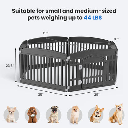 Plastic Pet Playpen, Durable Puppy Exercise Pen with Lockable Door, Non-Slip Bottom, Portable for Indoor & Outdoor Use