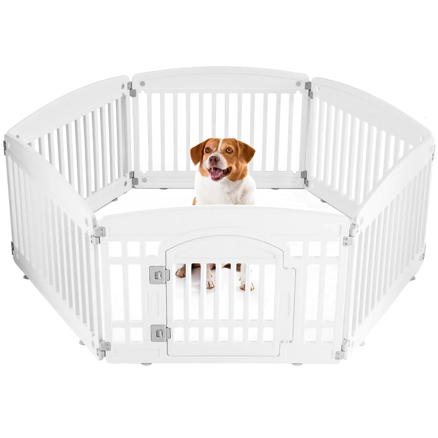 Plastic Pet Playpen, Durable Puppy Exercise Pen with Lockable Door, Non-Slip Bottom, Portable for Indoor & Outdoor Use