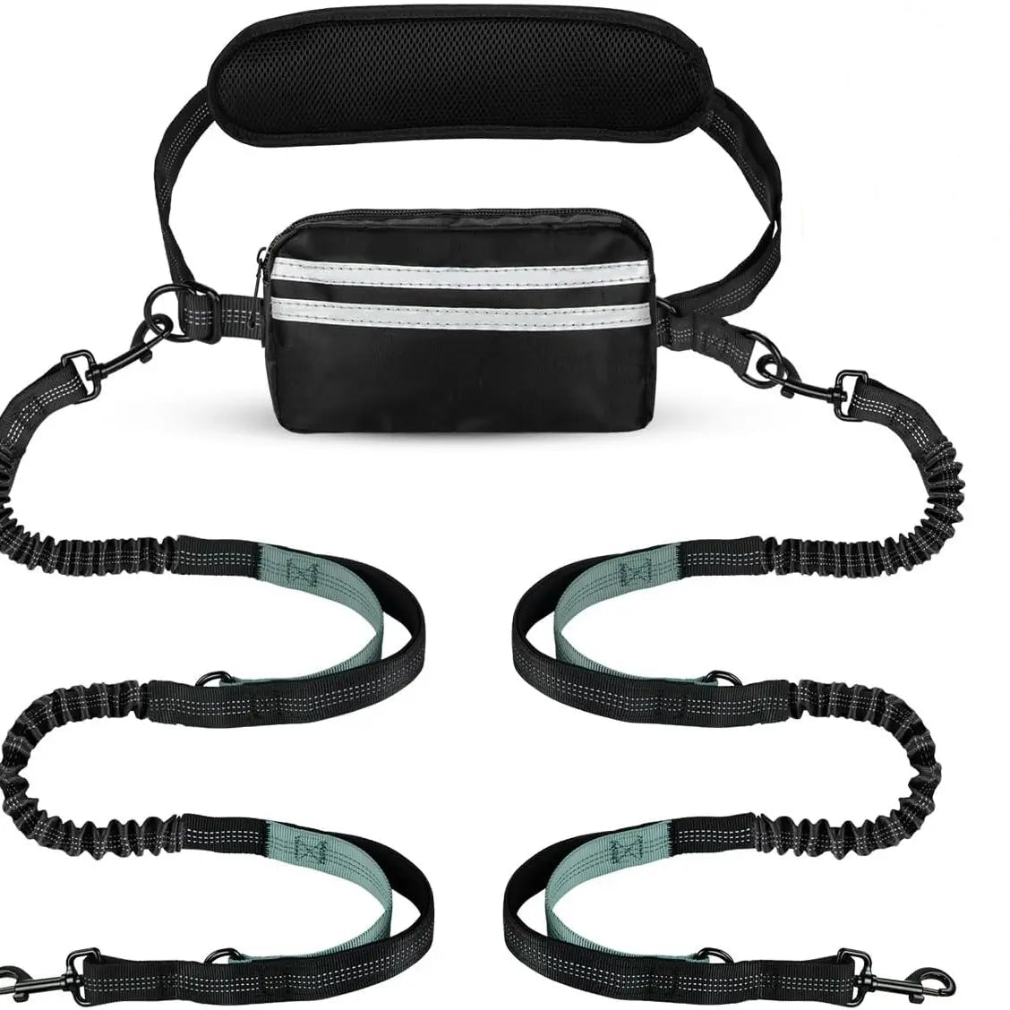 Pipidodo Hands-Free Dual Dog Leash with Waist Bag & Cushioned Pad – Walk Two Dogs with Ease No Tangles No Stress